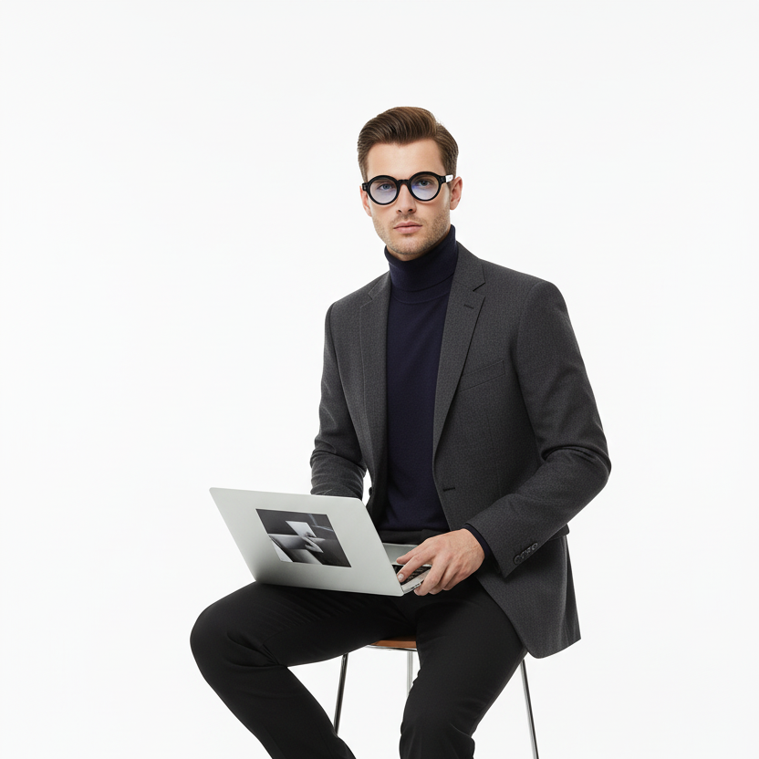 BLUE LIGHT OXFORD BLACK - Hombre